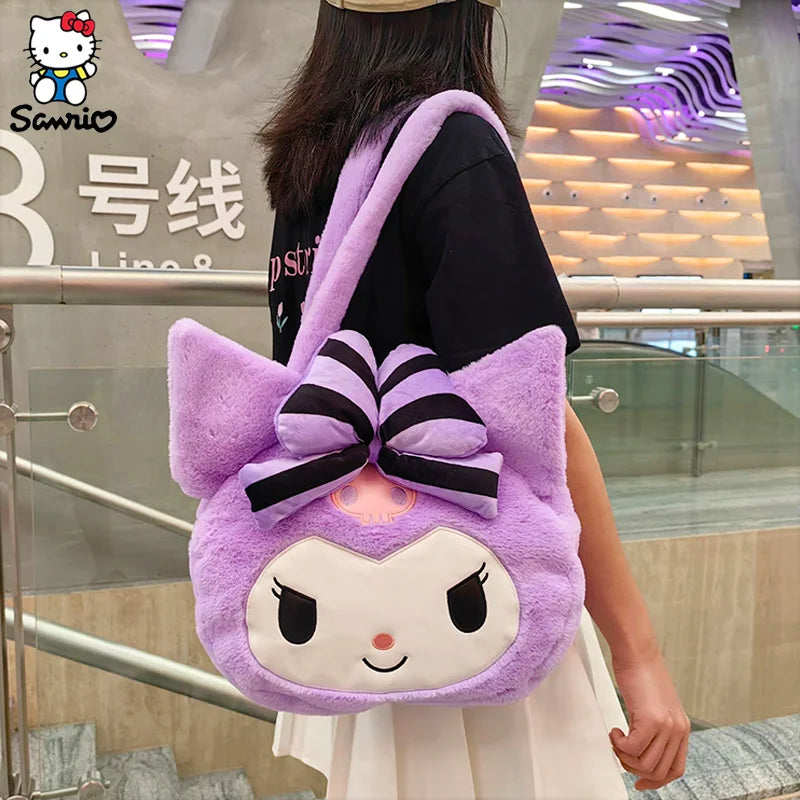 Kawaii Sanrio Kuromi Plush Bag Women Tote Bag Shoulder Bag Cute Cartoon Kuromi Large Capacity Handbag Makeup Storage Bag Gifts Kawaii Sanrio Kuromi Plush Bag Women Tote Bag Shoulder Bag Cute Cartoon Kuromi Large Capacity Handbag Makeup Storage Bag Gifts